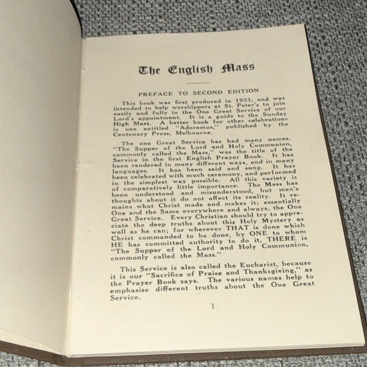 The English Mass (Second Edition) Hardcover Prayer Book Mass/Eucharist 1933 – photo 3