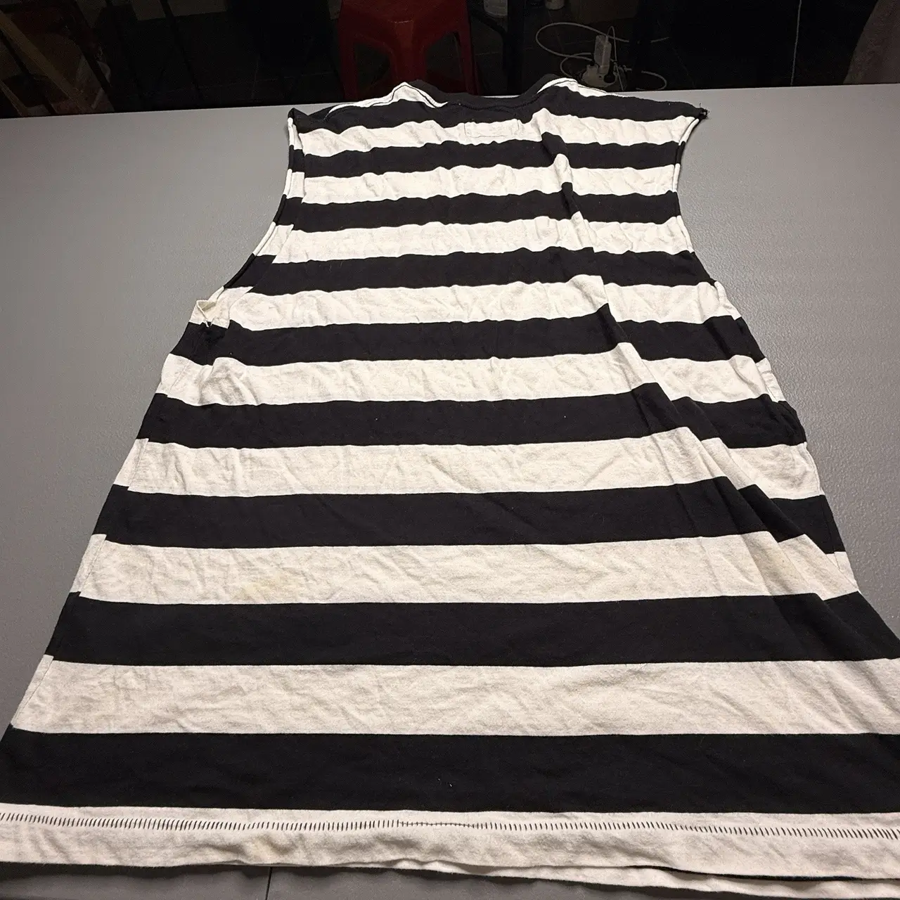 Barney Cools Poolside Etiquette Large Tank Top Black White Horizontal Stripe – photo 3