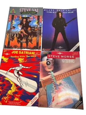 4x Vintage Guitar Tab Books Steve Vai Joe Satriani Steve Morse Rare Tablature