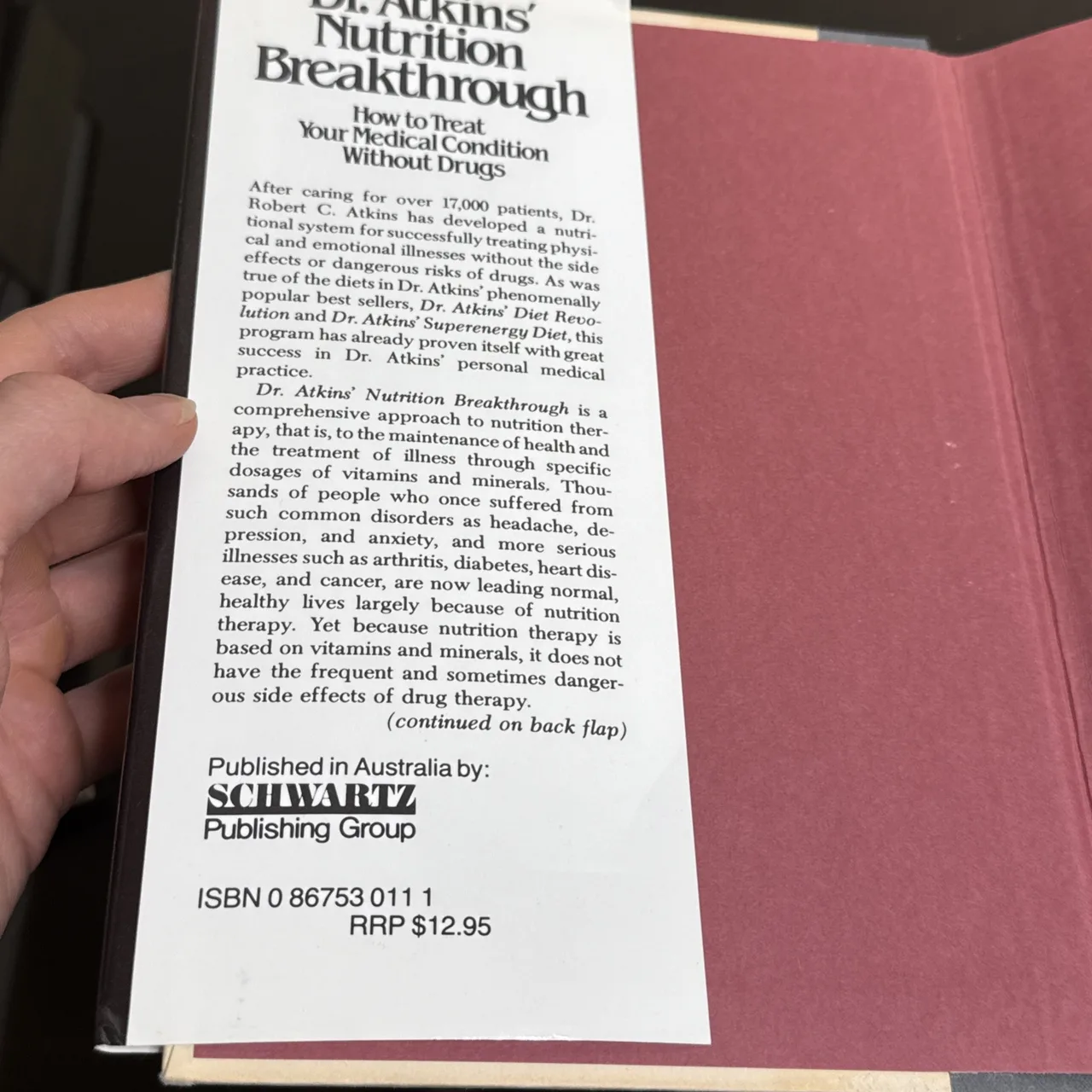 Dr. Atkins Nutrition Breakthrough Hardcover Vintage 1981 Edition Treat Condition – photo 3