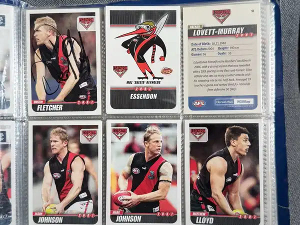 Herald Sun AFL 2007 Essendon bombers 10 Card Lot Dustin Fletcher Signed