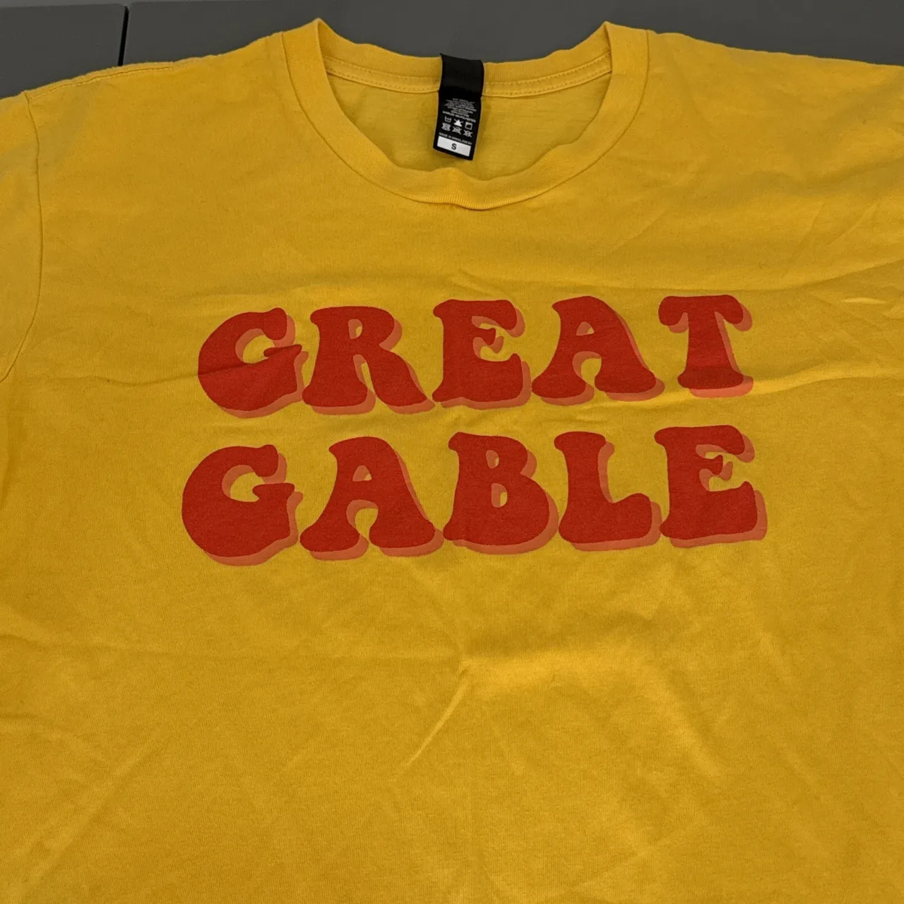 Great Gable Retro Men’s Small T Shirt Yellow With Spell Out – photo 2