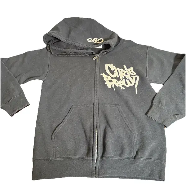 Rare Chris Brown FAME Zip Hoodie Small Original Black