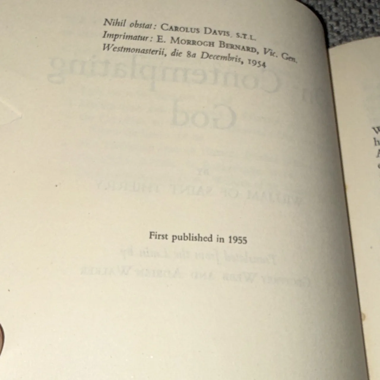 On Contemplating God by William of St. Thierry (Mowbrays Fleur de Lys) 1950s – photo 5