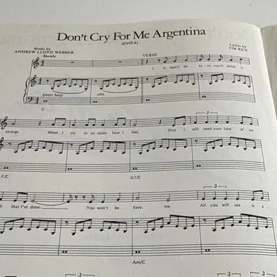 Don’t Cry For Me Argentina Piano/Voice Sheet Music Musicals - Leeds Music 1976 – photo 4