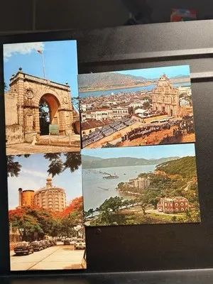 Chan Kong Distributor Macau China Chrome Cityscape Postcard Lot Of 4 Unposted