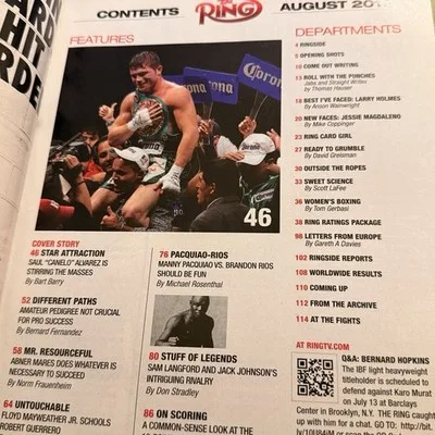 The Ring Magazine A Star Is Born Canelo Alvarez August 2013 Good Condition – photo 5