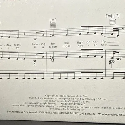 Chappell Music Maniac (Flashdance) Sheet Music Piano Vocal Guitar Intermediate – photo 3