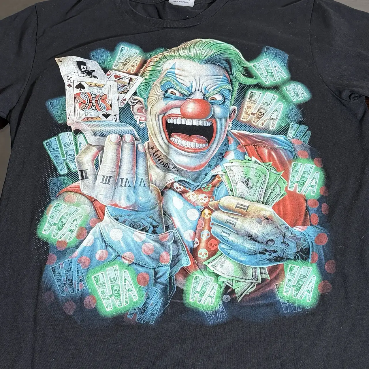 Thrift Shop Joker Clown Glow In The Dark Medium Tee Shirt – photo 2