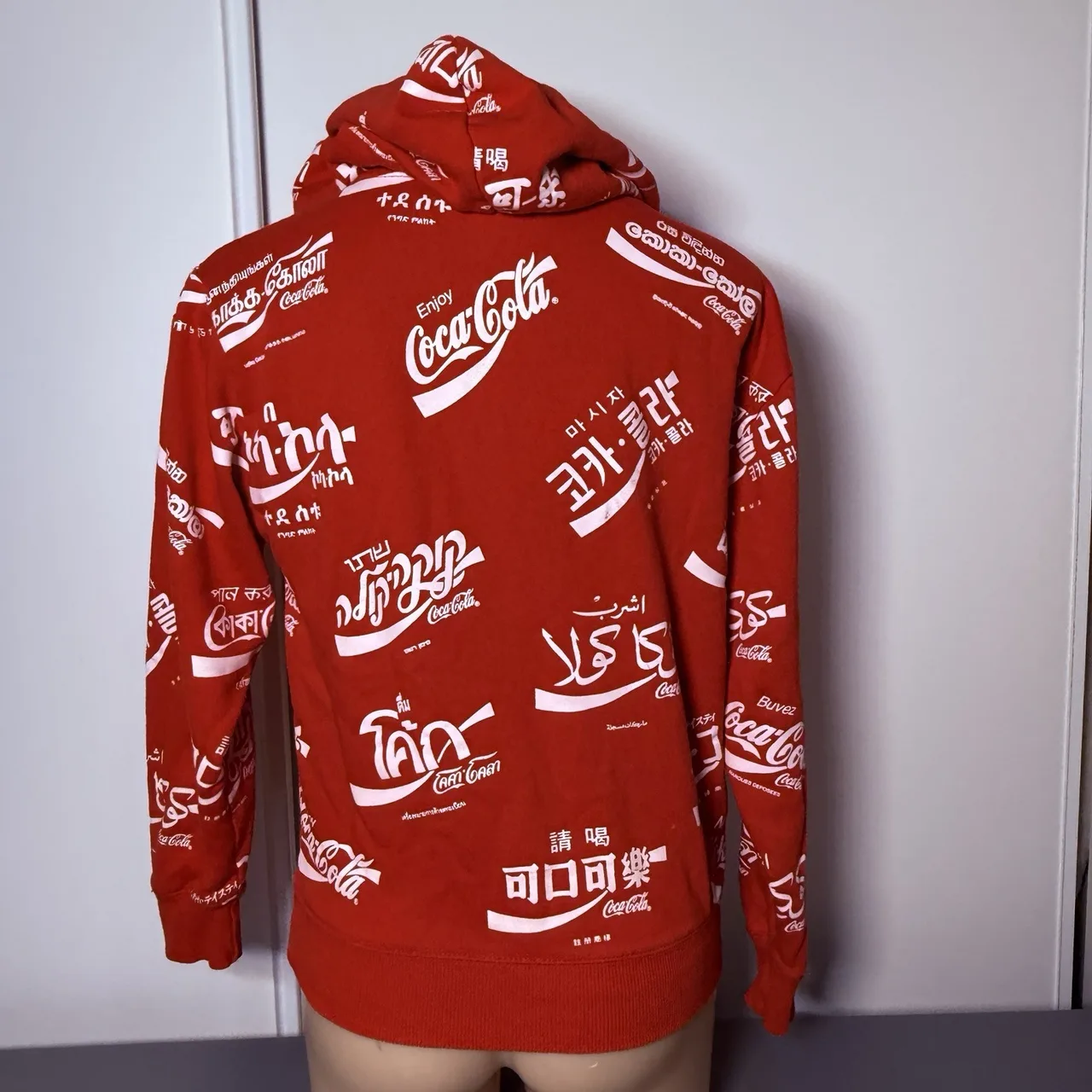 Coca Cola International Logo Red Hoodie Small Pullover Sweatshirt Rare – photo 7