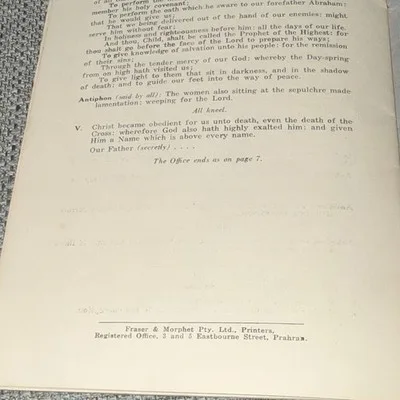 Office of Tenebrae Religion Prayer Guide Booklet Pamphlet (Fraser & Morphet) – photo 4