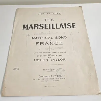 The Marseillaise Sheet Music Piano Voice New Ed. French+English Chappell 25970