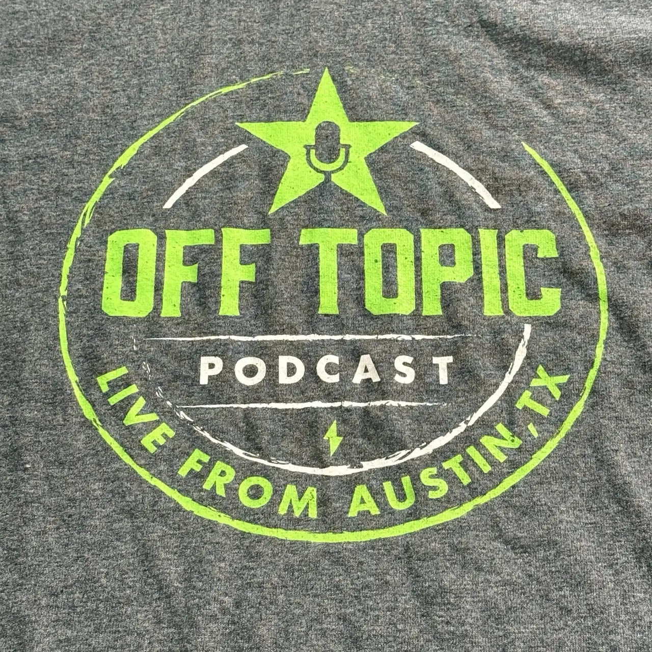 Off Topic Podcast Austin TX Graphic T Shirt Mens Size S Grey Rooster Teeth – photo 2