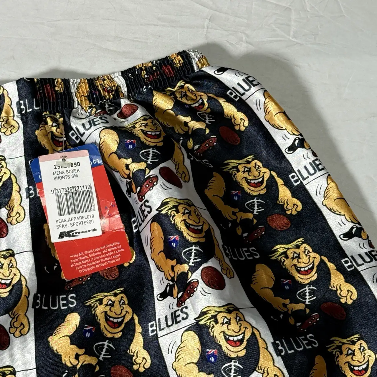 Vintage New Carlton Blues Satin AFL Boxer Shorts Small Stunning – photo 5