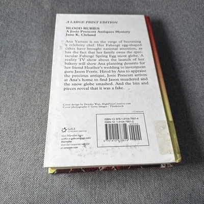 Blood Rubies Hardcover Jane K. Cleland Large Print Font Ex Library – photo 2