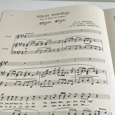 Curwen Silent Worship G.F. Handel Arr. Arthur Somervell Sheet Music 1928 – photo 4