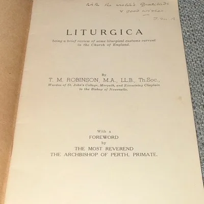 Liturgica T. M. Robinson (1945 Paperback) Church of England Inscribed – photo 3