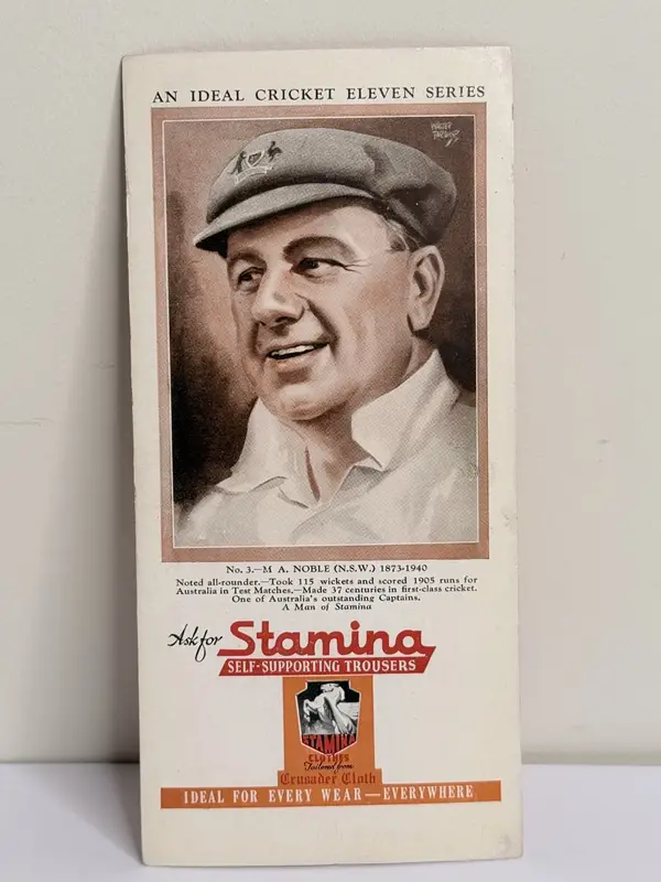 Stamina Cricket Card An Ideal Cricket Eleven Series No. 3 M A Noble