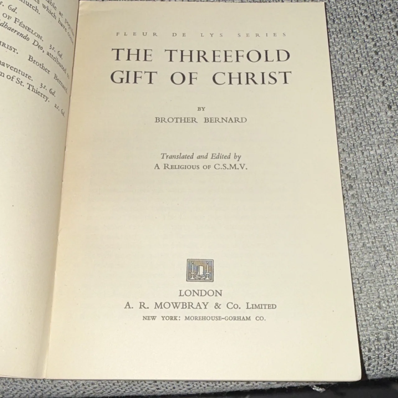 Brother Bernard: The Threefold Gift of Christ (Fleur de Lys Series, 1954) – photo 3