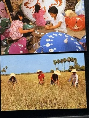 6 Vintage Thailand Postcards Unused Chiang Mai Golden Triangle Crafts Markets – photo 6