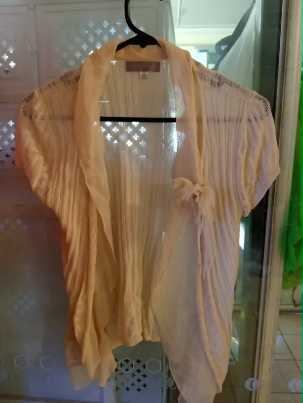 Women's Cream and White Cardigan