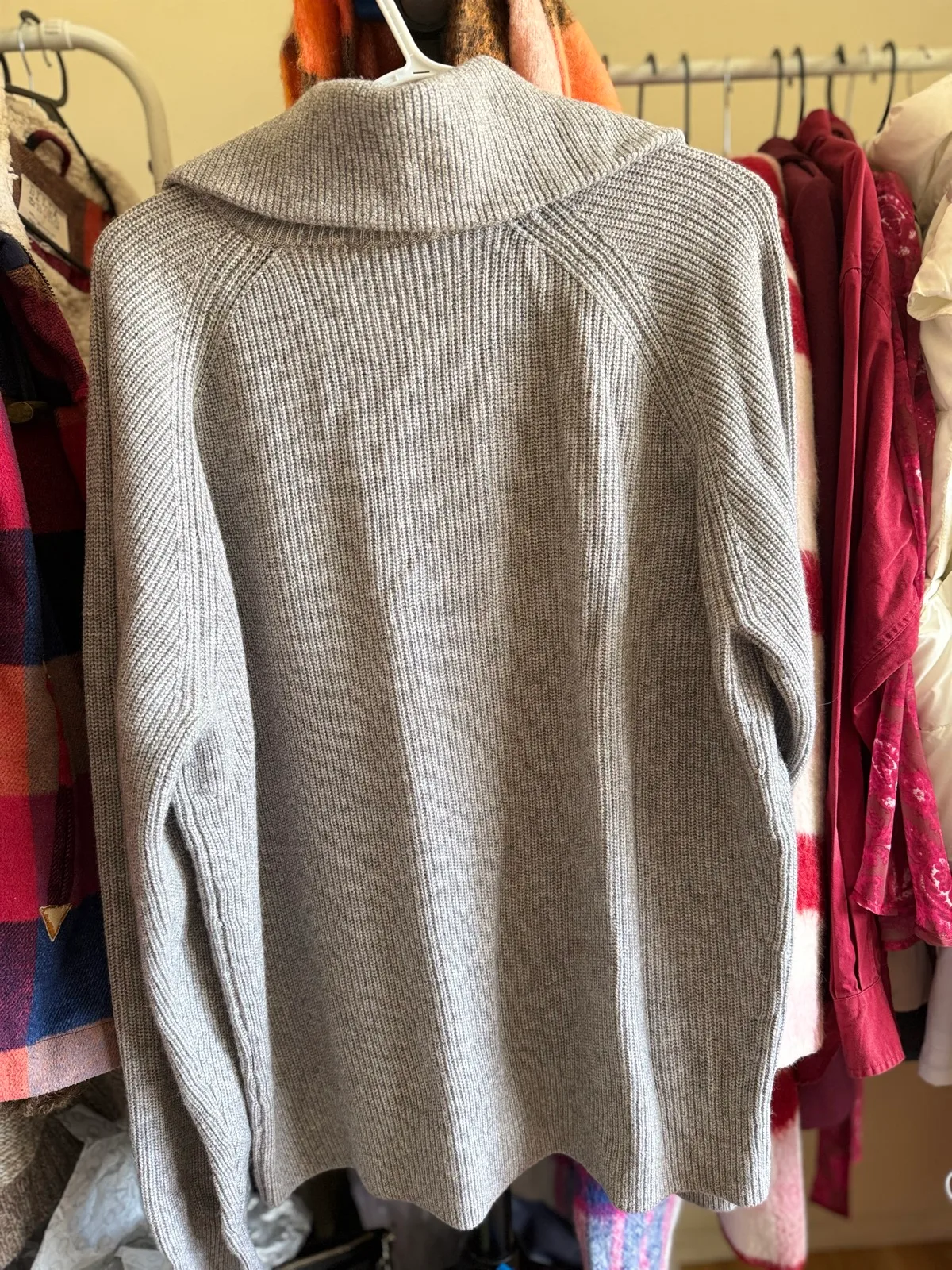 Maison Kitsuné Bold Fox Head Patch Half-Zip Ribbed Jumper in Medium Grey Melange — photo 4
