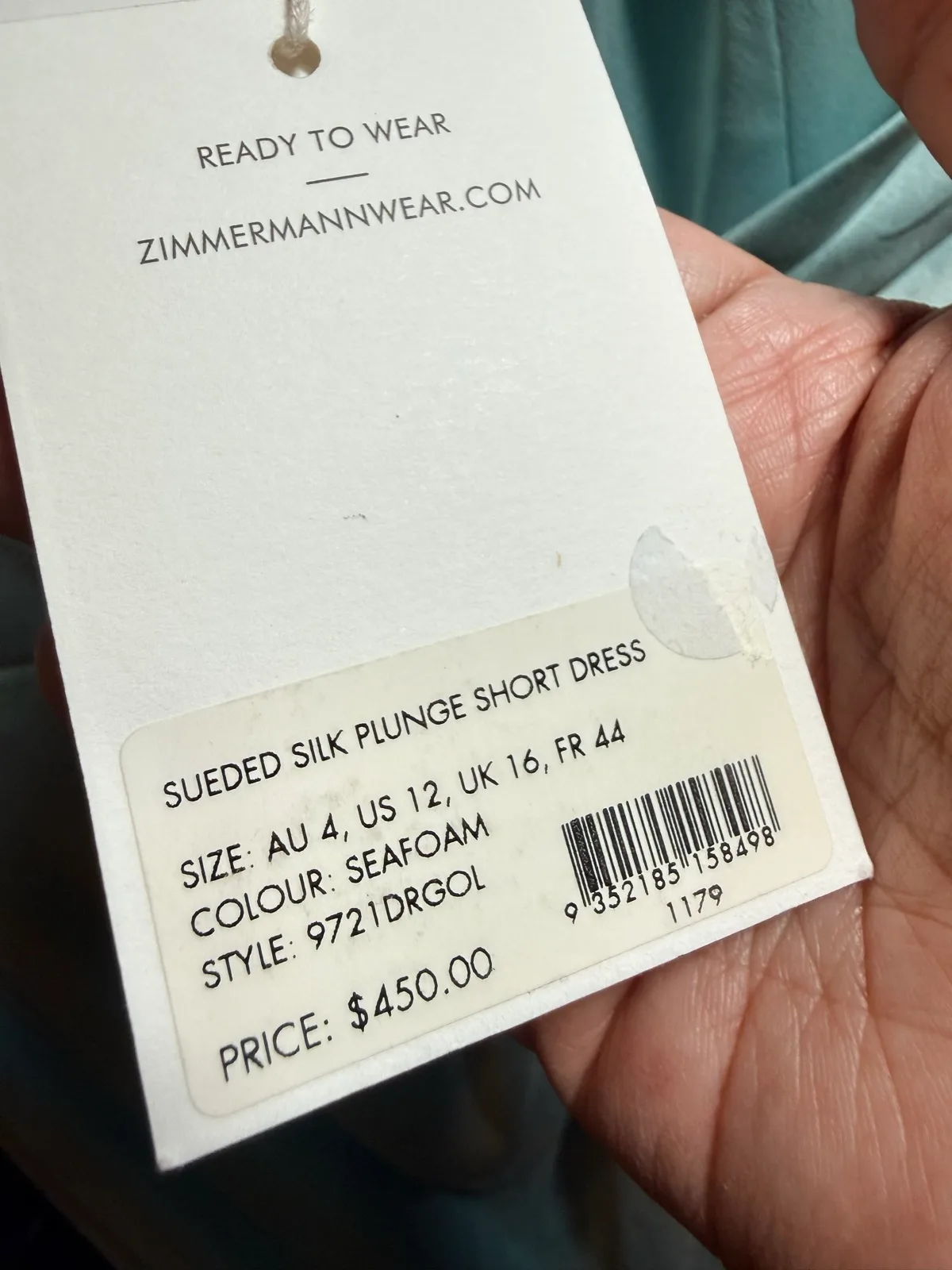 Zimmermann Suede Silk Plunge Dress Rrp 450 — photo 5