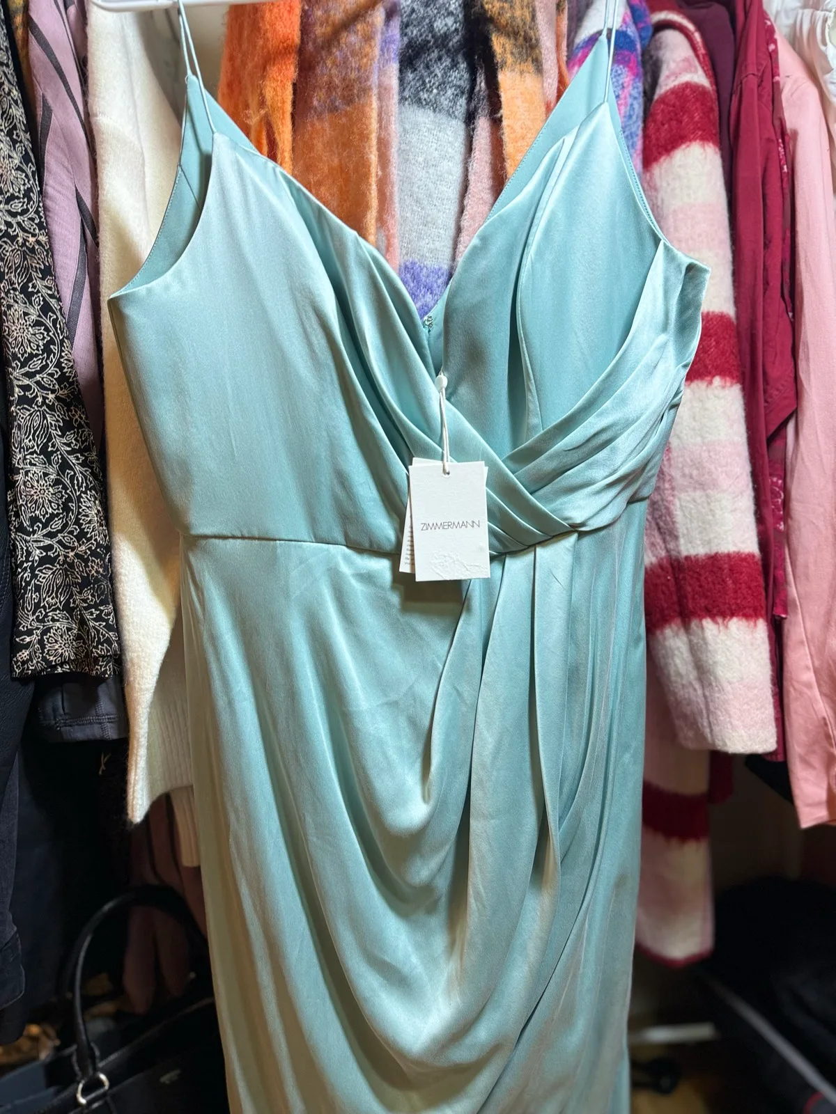 Zimmermann Suede Silk Plunge Dress Rrp 450 — photo 7