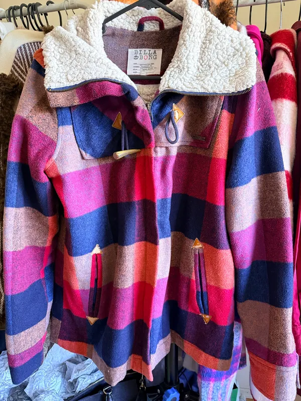 Vintage Billabong multi-colored striped fleece jacket