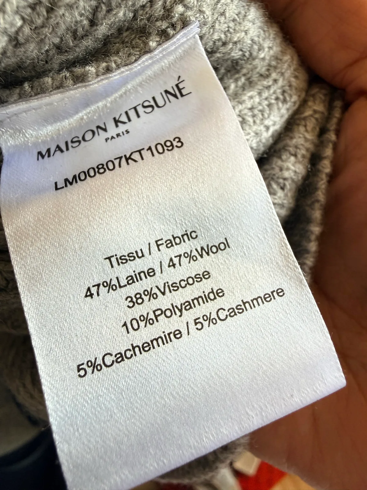 Maison Kitsuné Bold Fox Head Patch Half-Zip Ribbed Jumper in Medium Grey Melange — photo 7