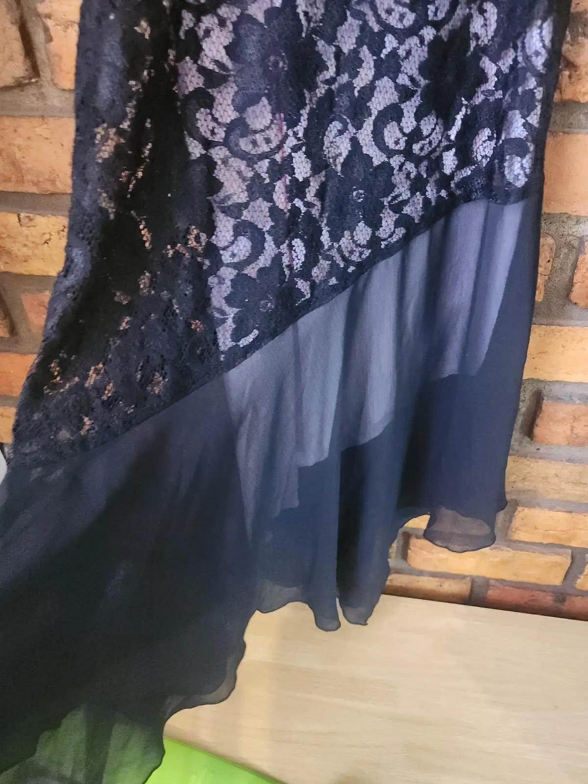 Vintage 90s Syndicate Black Lace Pink Asymmetric Maxi Dress Size 10 – photo 5