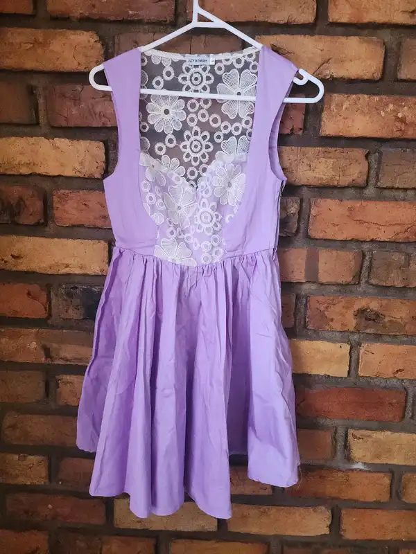 Lucy In The Sky Lilac Floral Lace Fit & Flare Dress Size 8