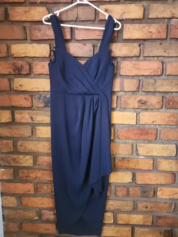 Forever New Navy Draped Maxi Formal Dress Size 8