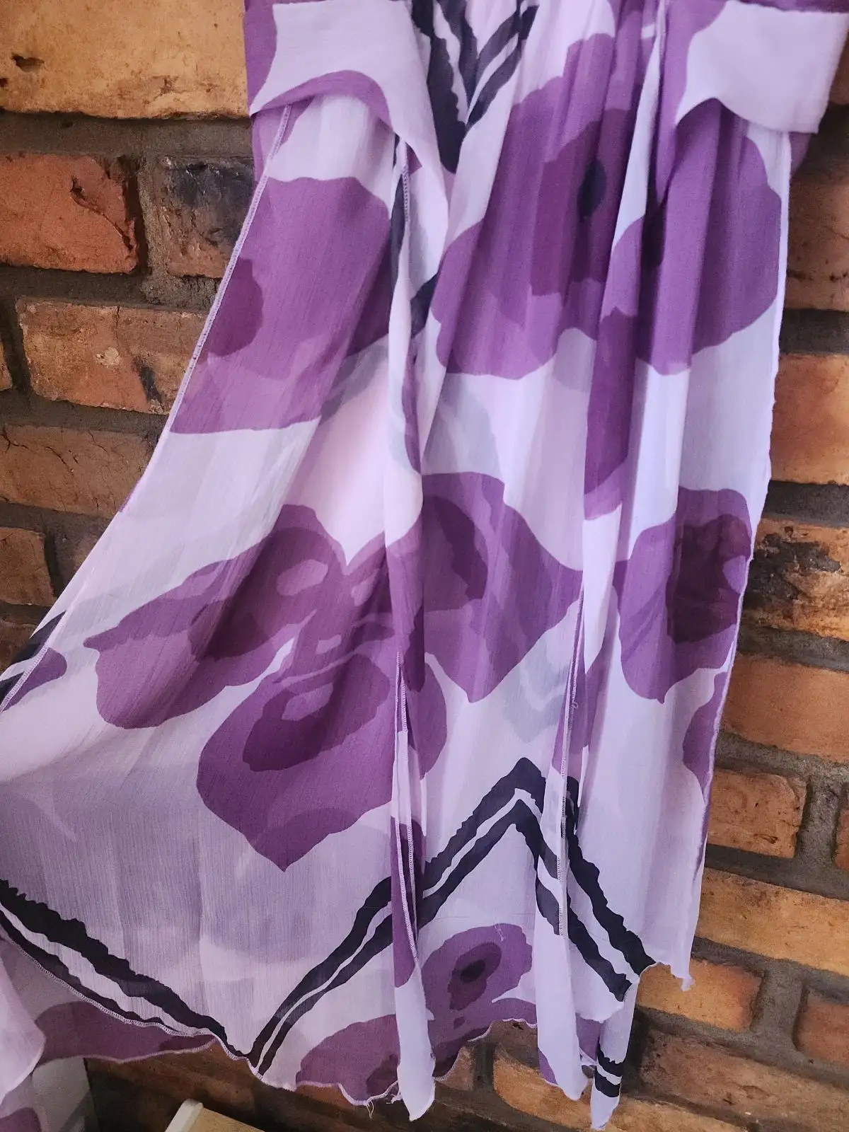 5PM Purple Floral Chiffon Handkerchief Midi Dress Size 8 Y2K Style – photo 2