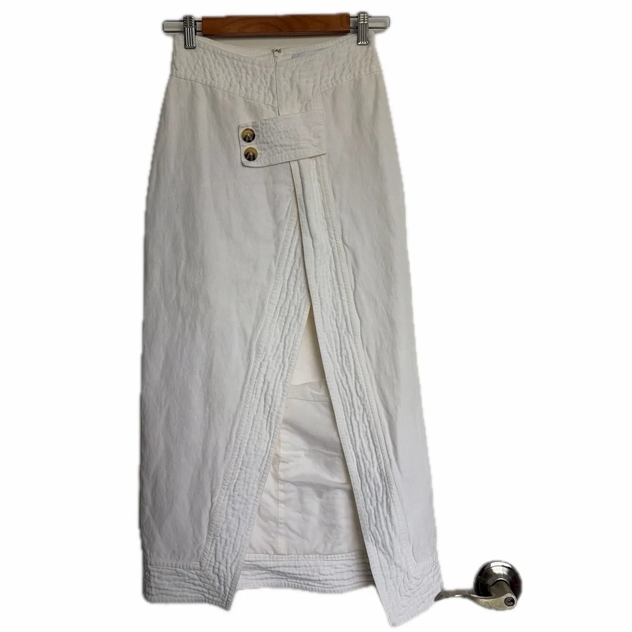 Significant Other Ivory Florina White Linen Blend Midi Skirt Size 6 Coastal Chic – photo 2