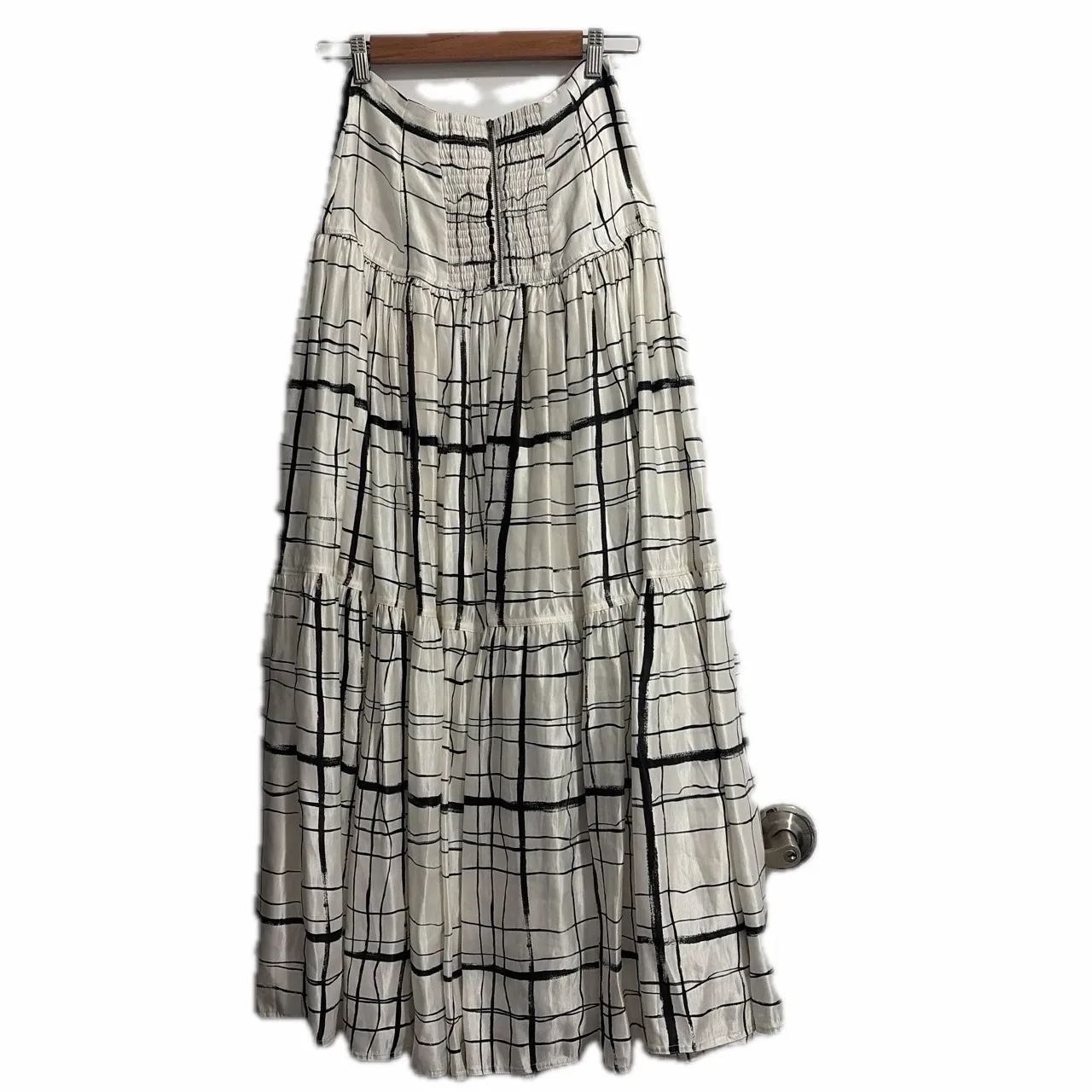 Aje Infinite Skirt Imperfect White Check Silk Linen Maxi Skirt Size 8 BNWT rrp $ – photo 4