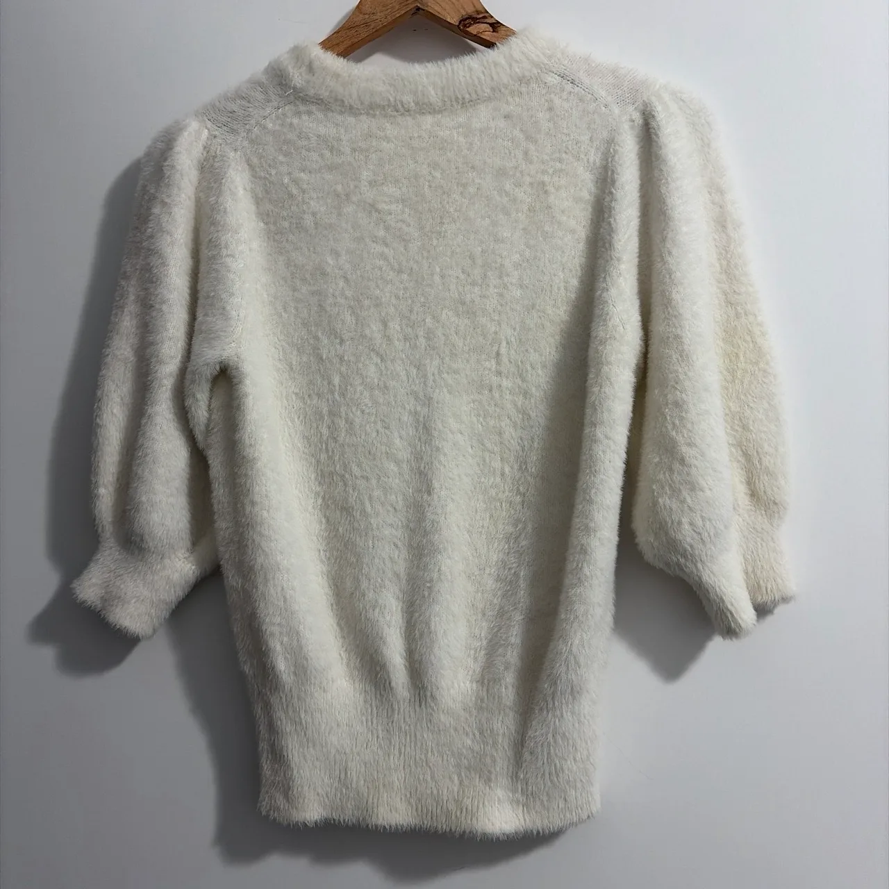 Fluffy Soft Knit Jumper Cream White Stretchy Puff Sleeve One Size (Fits AU 6-10) – photo 2