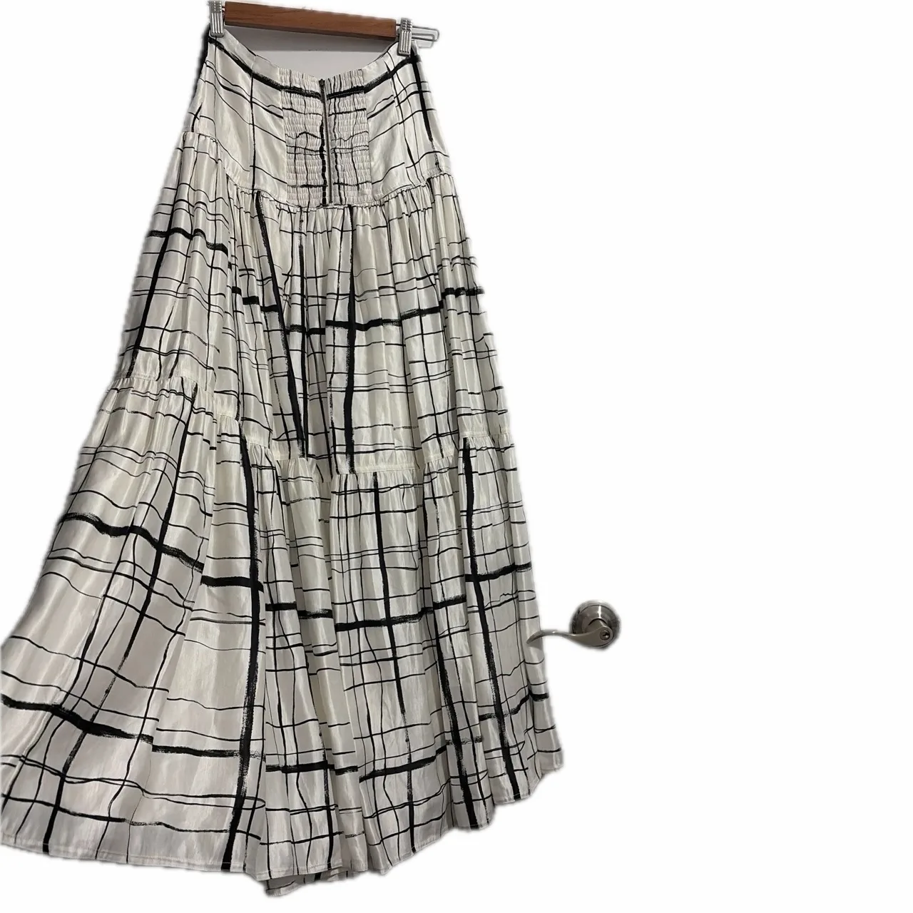 Aje Infinite Skirt Imperfect White Check Silk Linen Maxi Skirt Size 8 BNWT rrp $ – photo 5