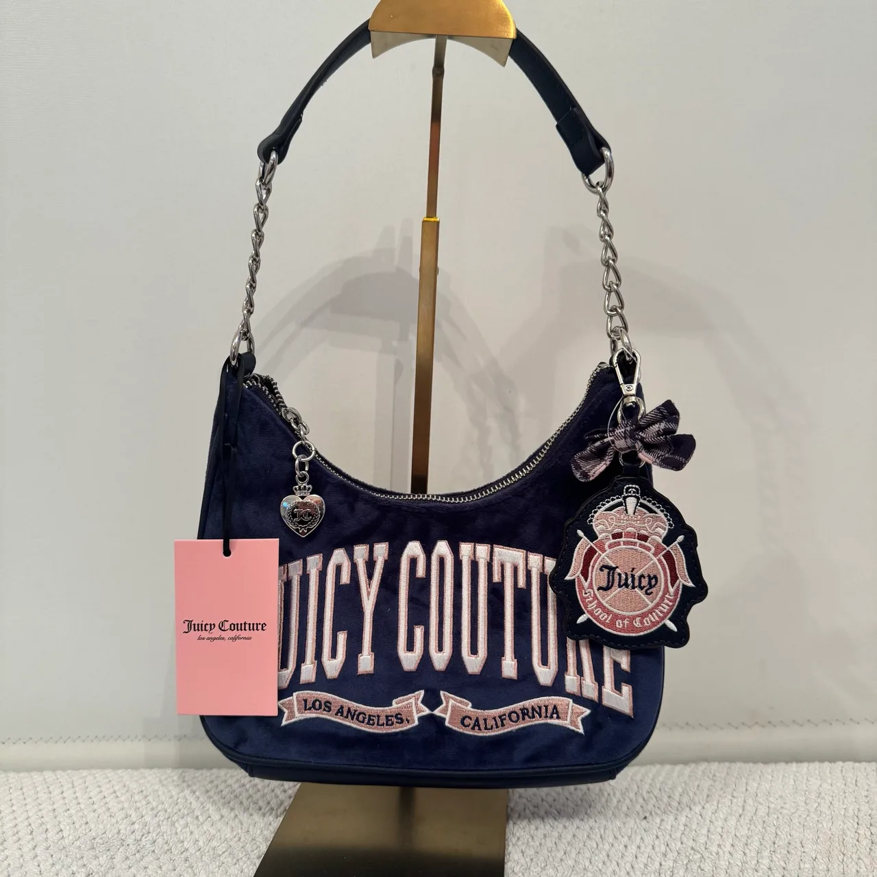 Juicy Couture Navy Velour Shoulder Bag – photo 2