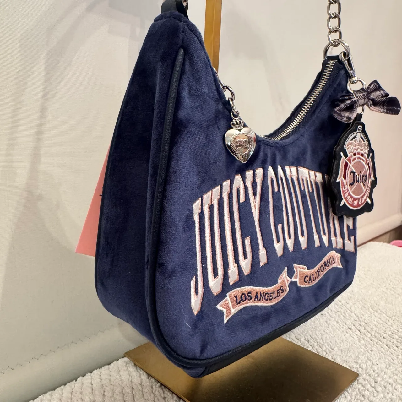 Juicy Couture Navy Velour Shoulder Bag – photo 4