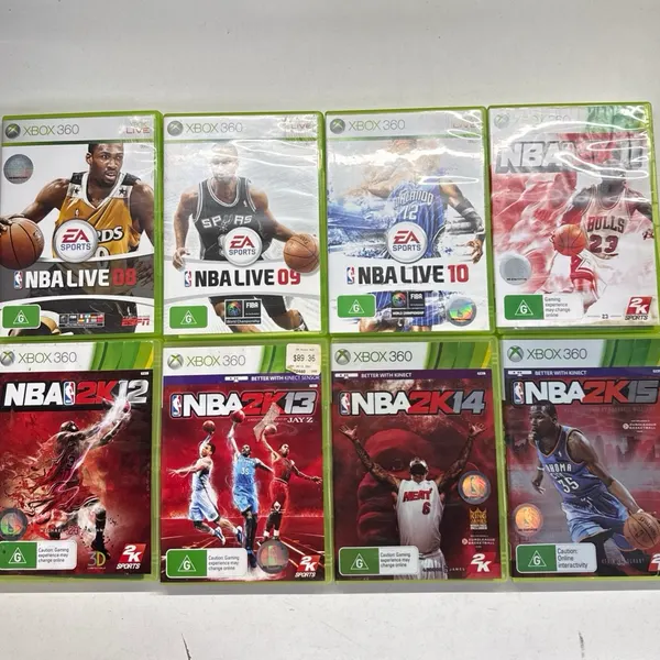Xbox 360 NBA 2K 11,12,13,14,15 - NBA Live 08,09,10 All w' Manual 8x Game Bundle