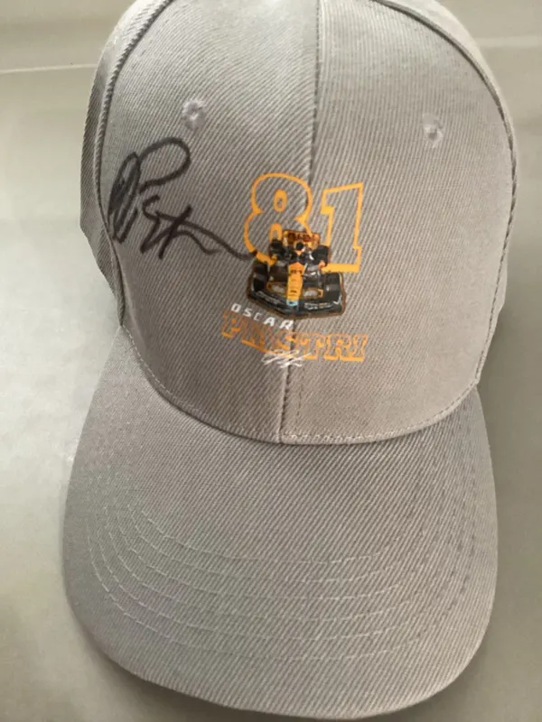 Oscar Piastri signed brand new adjustable light grey cap