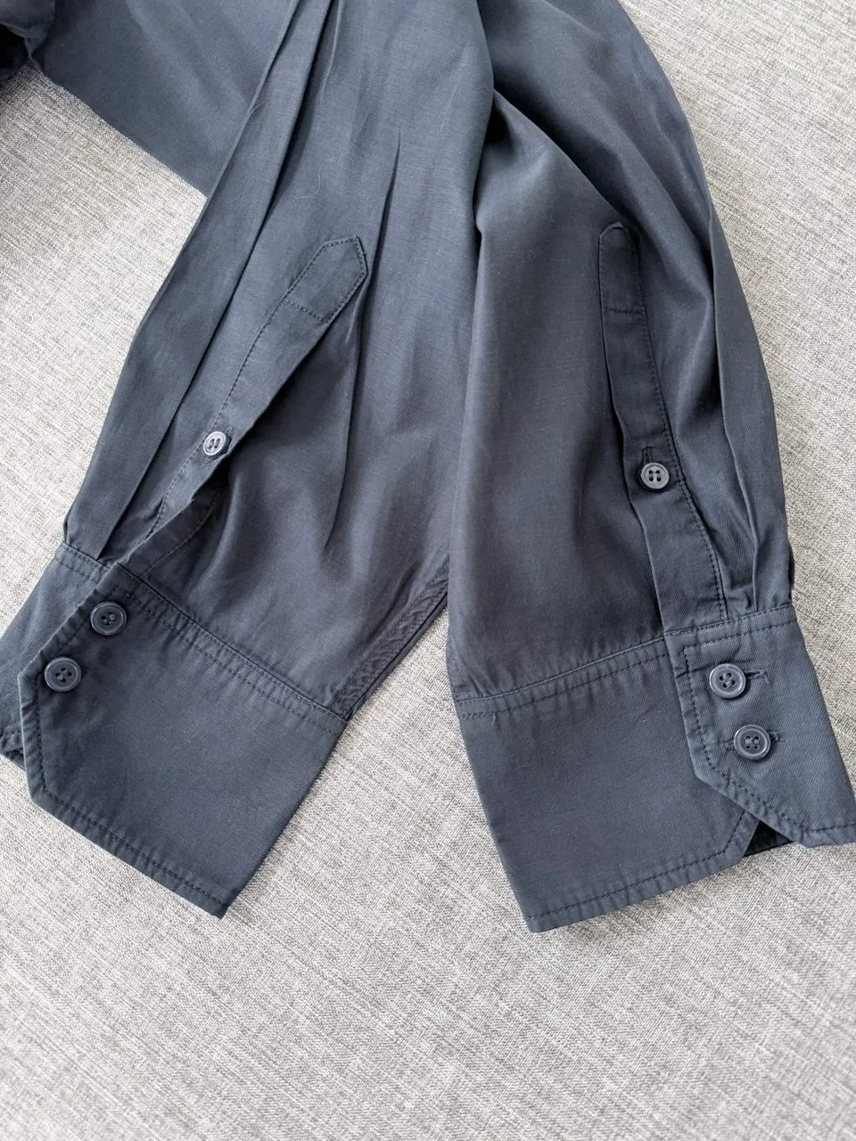 COS Navy Shirt Cotton Blend Subtle Sheen | Size 36 XS – photo 6