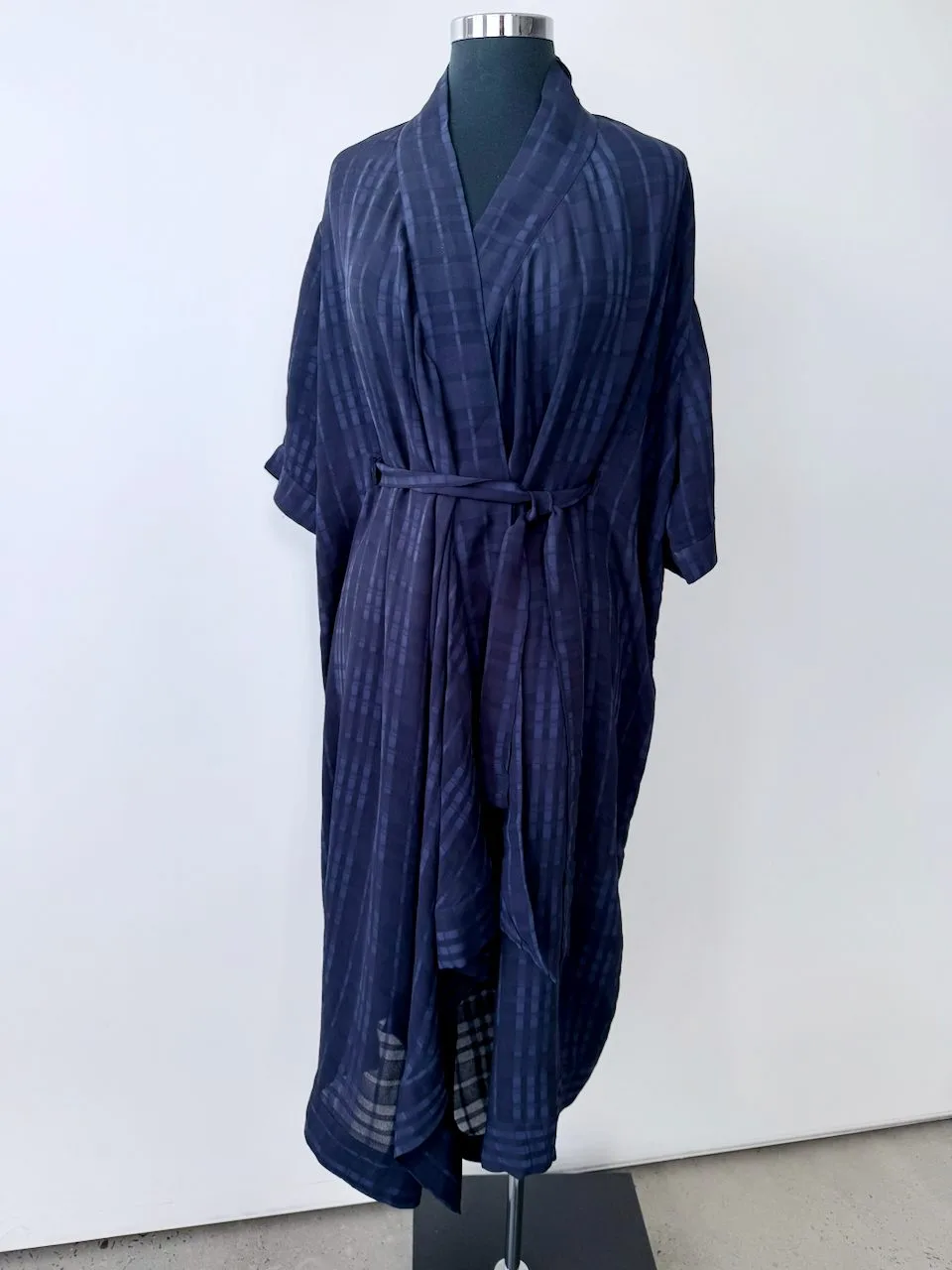 búl Kimono Wrap Dress Blue Textured Semi Sheer | Size 12–14 – photo 8