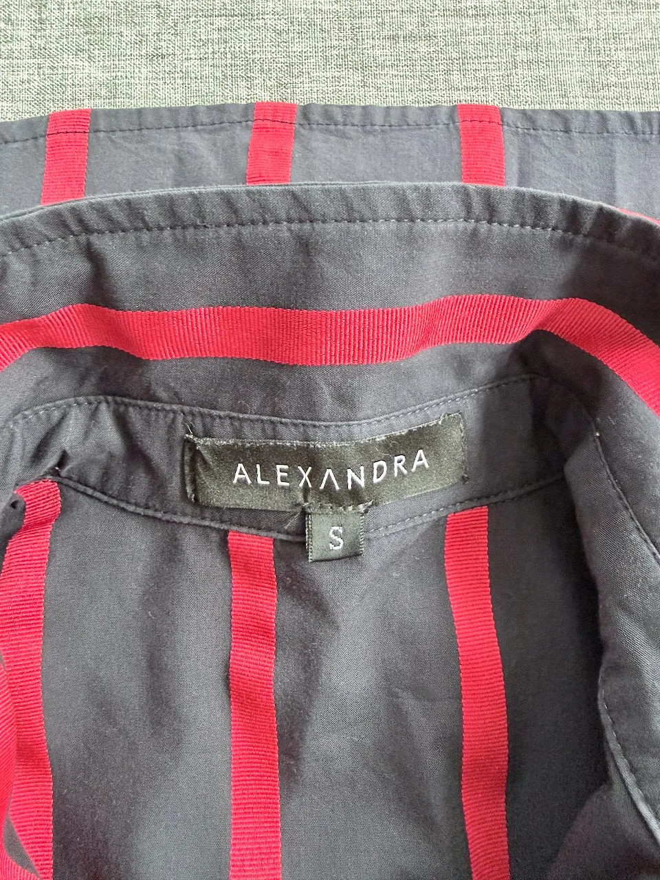 Alexandra Relaxed Textured Stripe Shirt Navy Red | Size 10 – photo 10