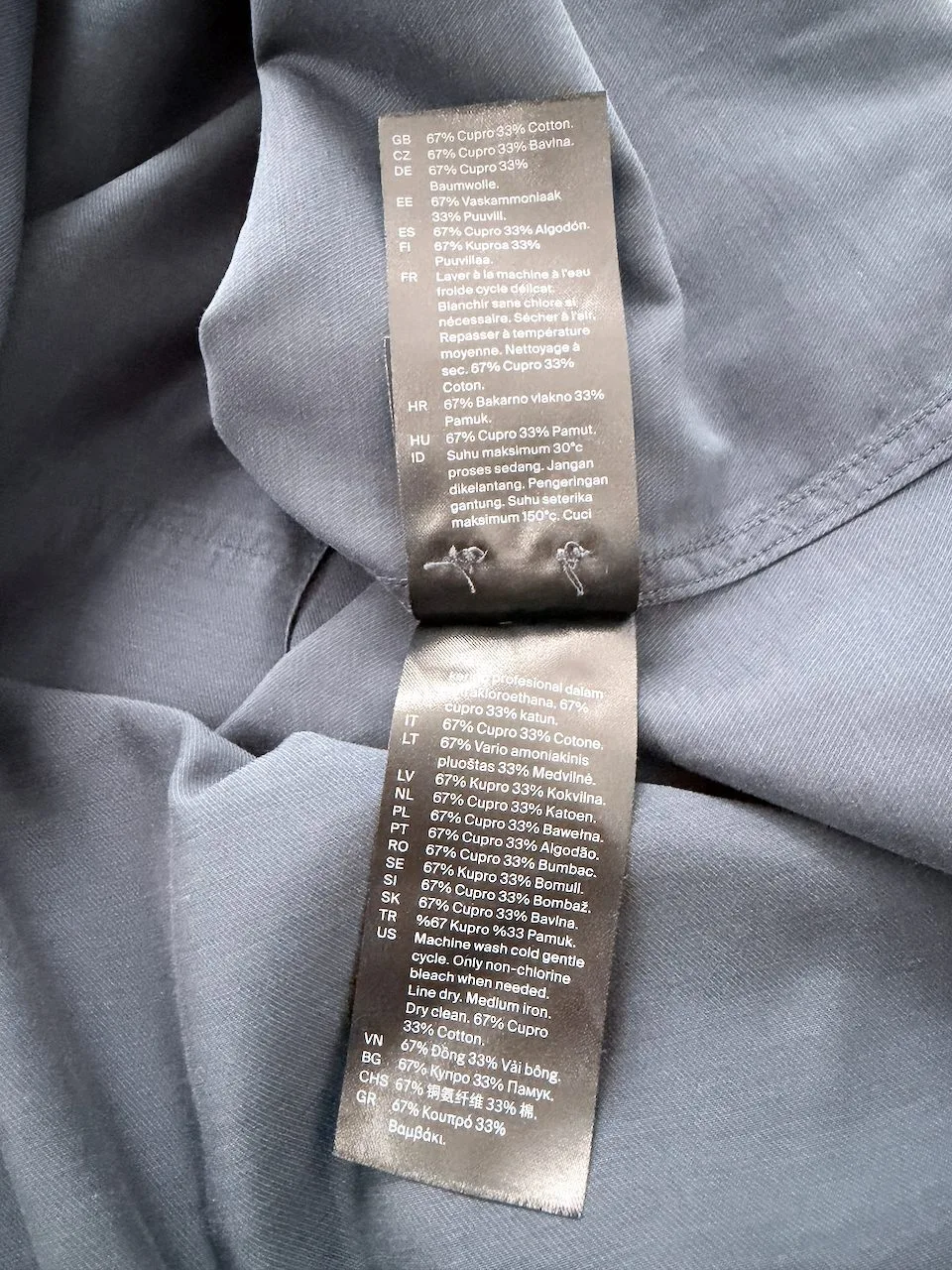 COS Navy Shirt Cotton Blend Subtle Sheen | Size 36 XS – photo 10