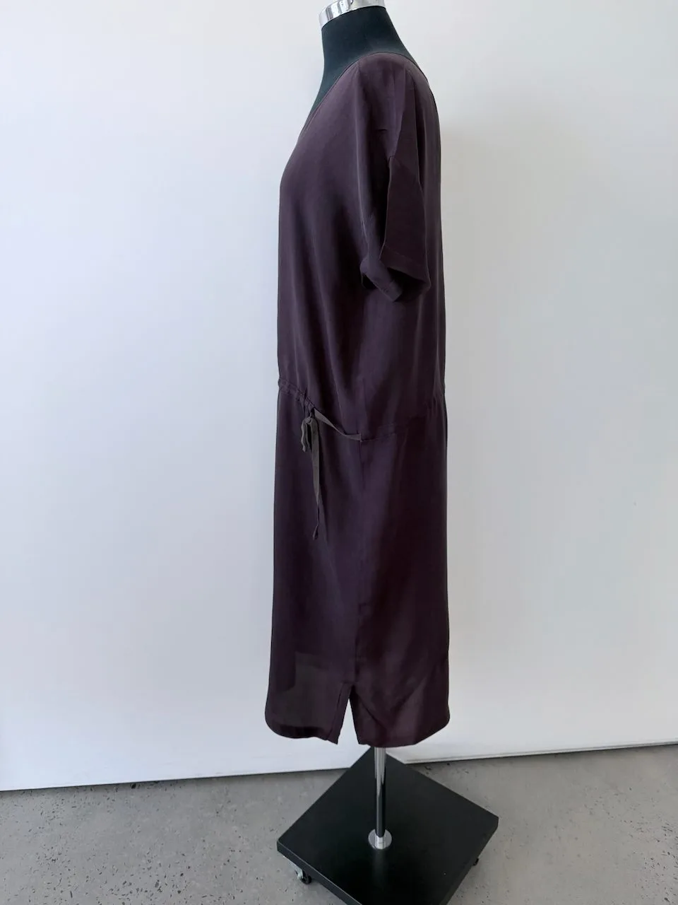 Humanoid Drawstring Tee Dress Deep Plum | Size L | European Designer – photo 3