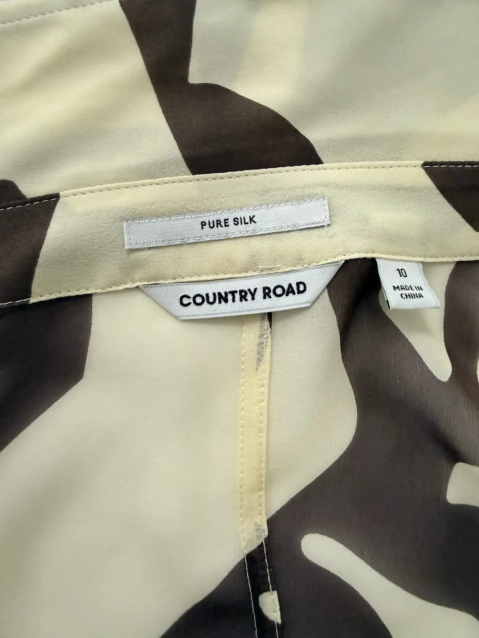 Country Road Silk Chiffon Abstract Print Shirt | Size 10 | NWOT – photo 10