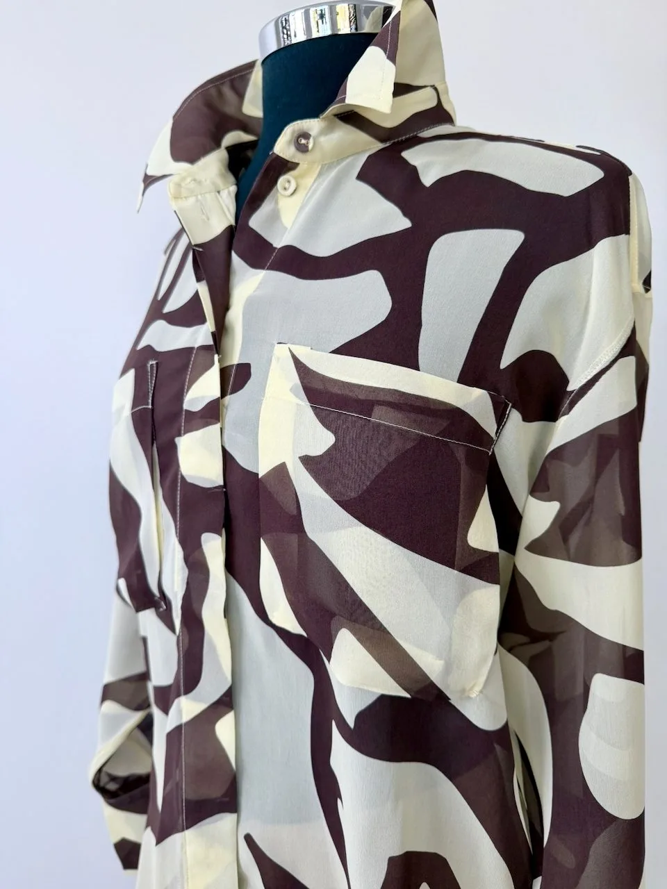 Country Road Silk Chiffon Abstract Print Shirt | Size 10 | NWOT – photo 2