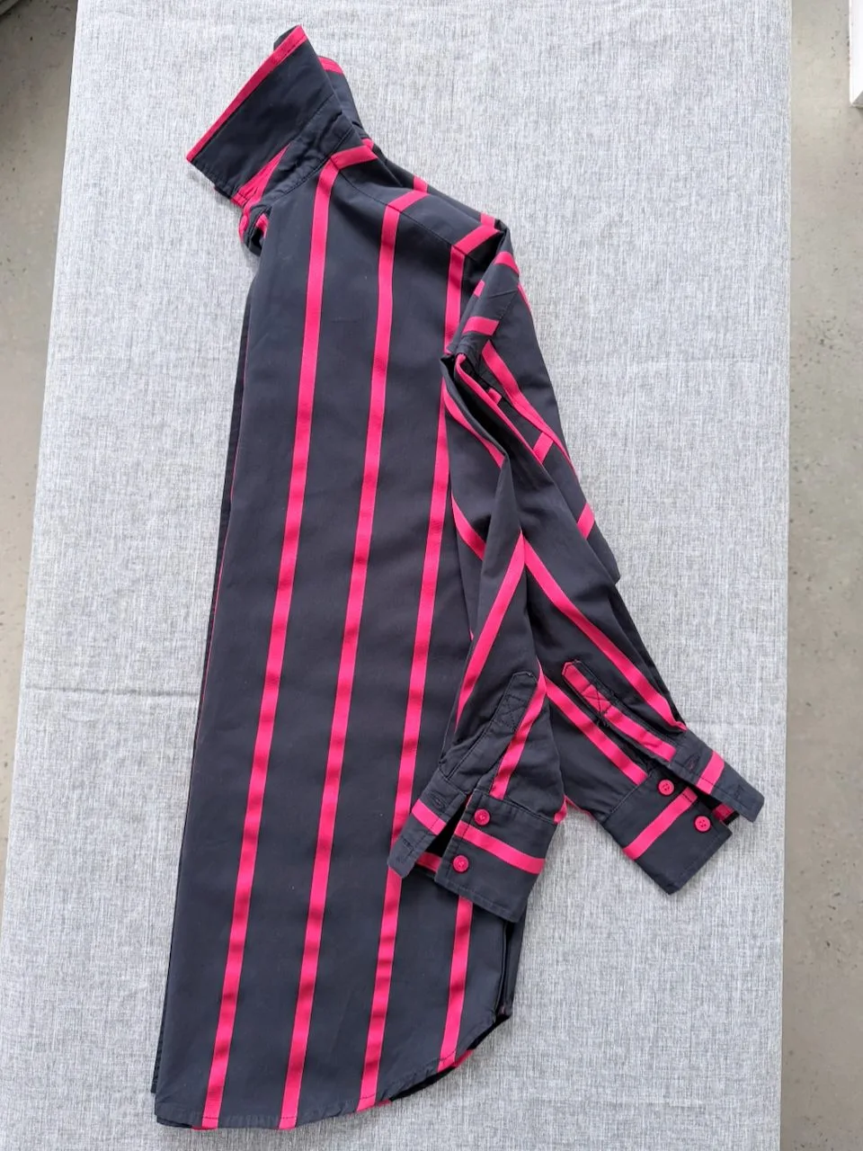 Alexandra Relaxed Textured Stripe Shirt Navy Red | Size 10 – photo 6